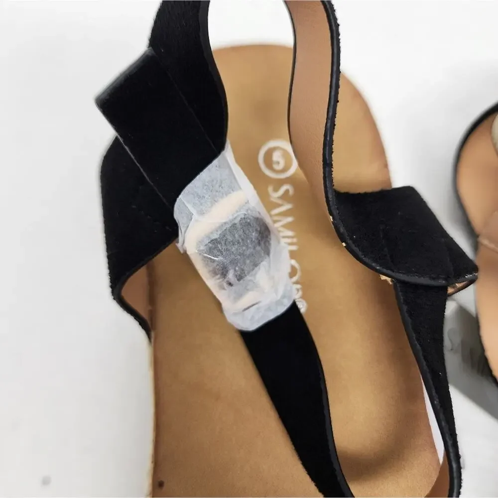 Black Wedge Espadrilles Sandals Platform Buckle Summer‎ Shoes Women's Size 5 NWT